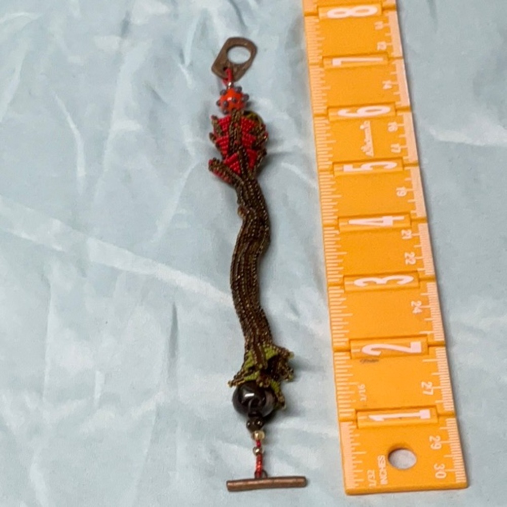 7” Red and Brown Beaded dragon bracelet